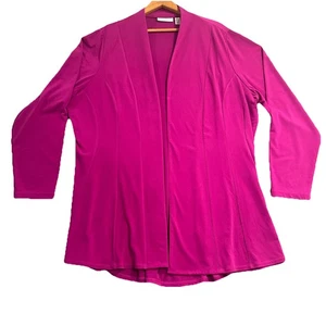 Susan Graver Open Cardigan 1X Magenta Polyester Spandex Stretch - Picture 1 of 10