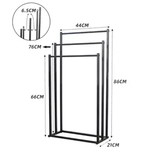 3 Tier Towel Rack Rail Freestanding Holder Bathroom Organizer Laundry Drying Bar - Picture 1 of 12