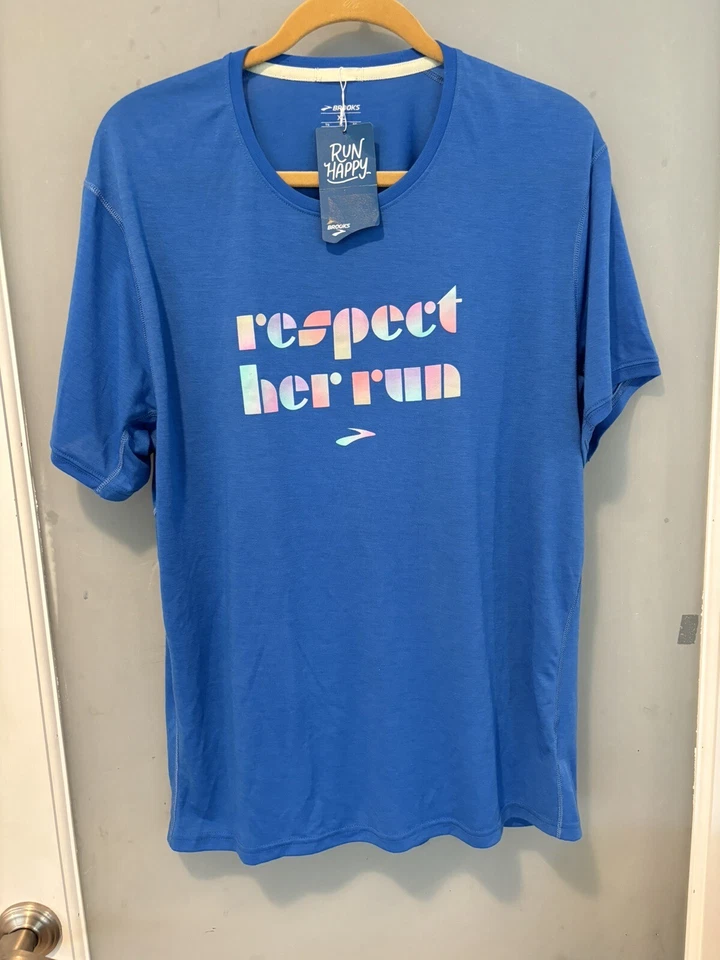 Brooks Respect Her Run Blue Short Sleeve Running T-Shirt Women's Size XXL