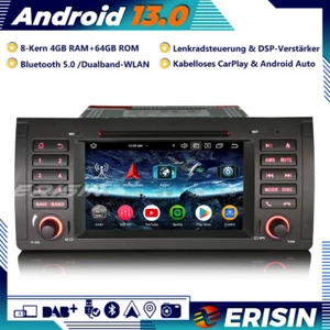 64GB Android 13 Autoradio GPS DAB+CarPlay SWC DVD DSP Wifi Canbus für BMW X5 E53 - Bild 1 von 22