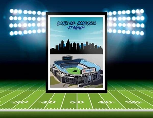 Bank Of America Stadium Print- Carolina Panthers- Travel Poster- Gift Man Cave - Picture 1 of 9