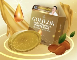 2 Bars Precious Skin Gold 24K Anti-Melasma Whitening Collagen Facial Soap 50g - Picture 1 of 4