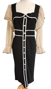 Women's 2XL (16/18) black & cream retro chick dress made by Shein Curve - Picture 1 of 4