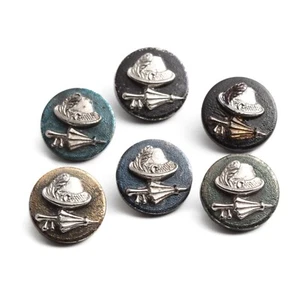 Lot (6) Antique Czech silver lustre Bavarian hat umbrella black glass buttons - Picture 1 of 2