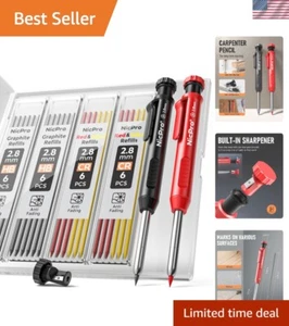 Heavy Duty Carpenter Pencils with Built-In Sharpener - Ergonomic Grip Design - Picture 1 of 8