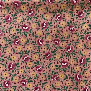 Calico Print BTY Schwartz Liebman / Cranston Print Works Floral Pink yellow 3/4y - Picture 1 of 3