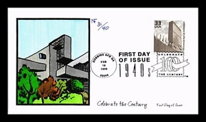 DR JIM STAMPS US COVER INTERNATIONAL STYLE OF ARCHITECTURE FDC HAND COLORED - Picture 1 of 2