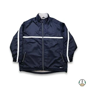 Vintage 90s Nike Sportswear Jacket Mens XL Blue Swoosh Full Zip Bomber Coat - Picture 1 of 8