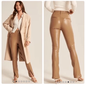 Abercrombie & Fitch The Skinny Ultra High Rise Vegan Leather Split-Hem Pant - Picture 1 of 8