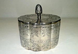 Vintage Ornate Silver Plated Metal Jewelry Box Lined with Red Fabric 3" X 5" - Picture 1 of 9