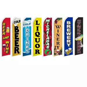 Happy Hour Beer Winery Variations Swooper Flutter Advertising Banner Flags - Picture 1 of 11