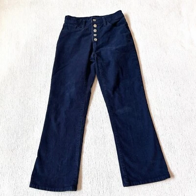 Pantalones de pana Lucky Brand tiro alto Bridgette corto mini bota botón mosca azul 2 Foto 1 de 4