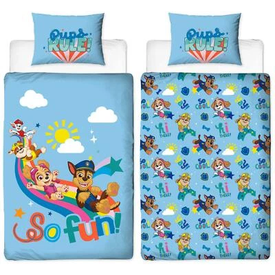 Conjunto de roupa de cama de solteiro legal Paw Patrol capa de edredom frente e verso meninos meninas filhotes regra - Imagem 1 de 3