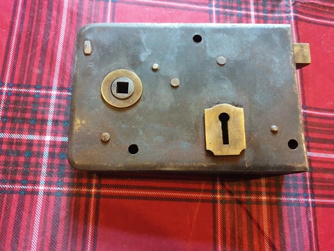 Old door rim lock sorry no key 15.5cm x 10.5cm Cover