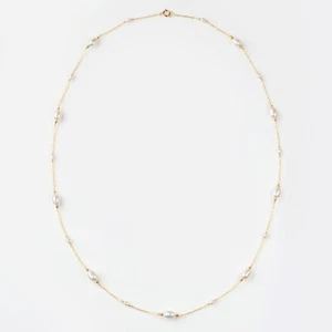 ¡Hecho a mano! Collar de perlas blancas FW de 5,5-6 mm cadena llena de oro amarillo de 14K, 24"" - Imagen 1 de 6