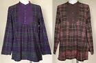 Denim Co Stretch Plaid Tunic Embroidered Border Long Sleeves Color Choice Sz XS