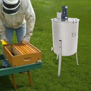 4 Frame Electric Honey Extractor Beekeeping Stainless Steel Spinner with Tripod - Photo 1/23