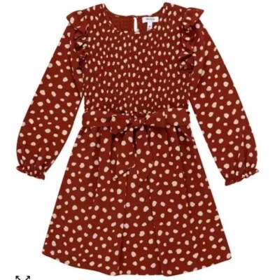 Speechless Kids в горошек длинным рукавом со сборками верхнее платье ржавчины сожжен оранжевый размер 12 - Изображение 1 из 4