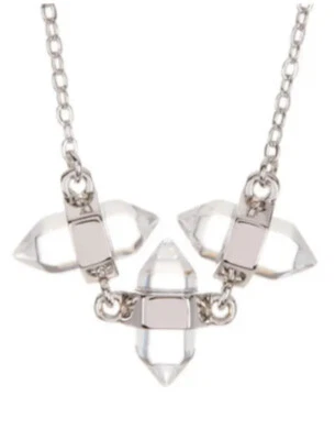 Colar pingente triplo feminino prata pedra Rebecca Minkoff W1131 - Imagem 1 de 2