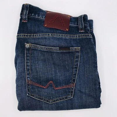 Pantalones de mezclilla Alberto para hombre azules calce moderno talla 36x27 clásicos informales cómodos Foto 1 de 4