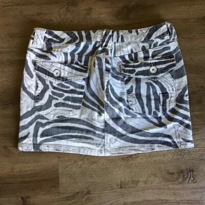 Rogan x Target Jean Skirt Juniors Size 7 Denim Mini Animal Zebra Print Gregory - Image 1 of 4
