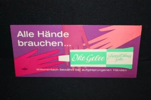 Hai bisogno di tutte le mani..Oke gelatina - insegna in cartone pubblicità ferroviaria - RDT anni '60? - Foto 1 di 1