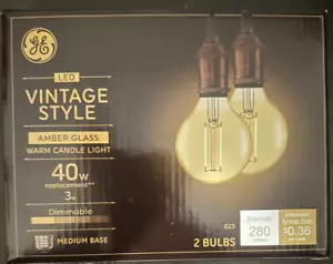 2 PACK GE Vintage Style LED Light Bulbs, 40 Watt, Amber Glass, Candle Light - Picture 1 of 3