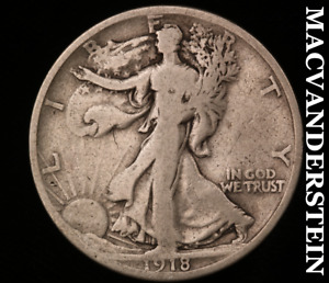 1918-S Walking Liberty Half Dollar - Scarce  Semi-key  Better Date  #U9802
