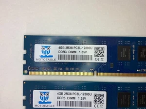 Motoeagle 8GB Ki 2x4GB PC3 12800U RAM DDR3 - Picture 1 of 3