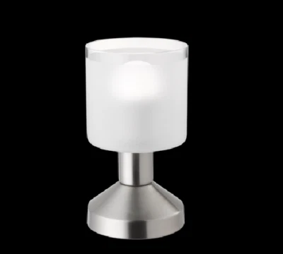 Lampada Tavolo Moderna Acciaio e Diffusore Vetro Bianco Gral GD Trio - Immagine 1 di 2