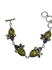 Keja Armband Stitchtite, Amethyst und Pridot selten Sterlingsilber grün & lila - Bild 1 von 8