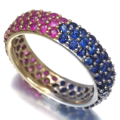 Sapphire Ruby Ring Paved Full Eternity US5-5.25 950 Platinum/18K YG - Image 1 of 4