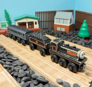 Thomas & Friends Wooden Railway Douglas Train Engine + Custom Express Coach - Picture 1 of 9