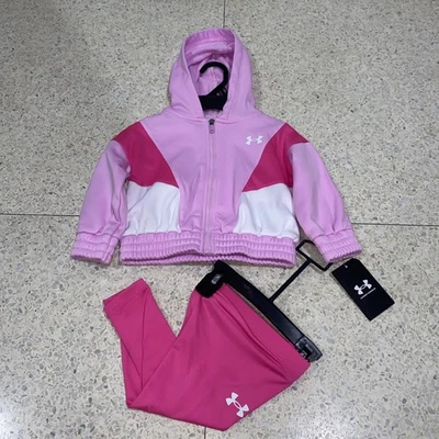 Under Armour Baby Girls 2pc Set Jacket & Tights Size 12 Months Pink - Image 1 of 3