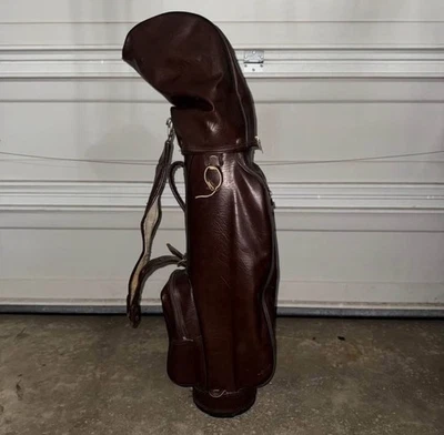 Bolsa de golf de cuero vintage realizada (divisor de 3 vías, marrón) Foto 1 de 4