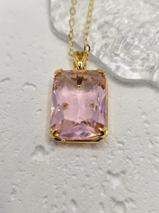 Ciondolo vichingo topazio rosa argento sterling 925 oro 14 carati VVS 45 cm catena - Foto 1 di 3