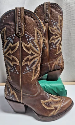 Old Gringo Merida 黄铜女式 7 M 靴子刺绣串珠皮革鞋面 — 第 1/4 张图片