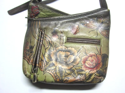Bolso Bandolera Biacci Pintado a Mano Floral Mariposa Marrón Tostado Multicolor Foto 1 de 4