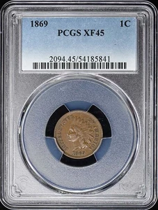 1869 1C Indian Cent - Type 3 Bronze PCGS XF45BN - Picture 1 of 4