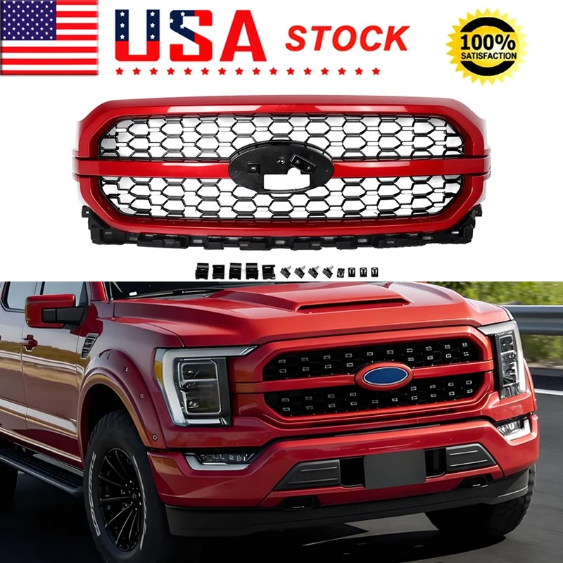 For Ford F-150 F150 XL XLT 2021 2022 2023 Front Upper Bumper Grille Rapid Red D4 - Изображение 1 из 4
