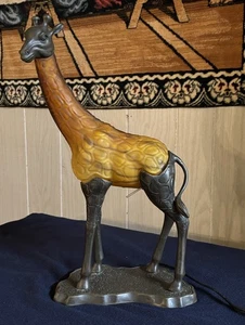 1999 TIN CHI ANDREA BY SADEK SOLID BRASS GIRAFFE AMBER ACCENT LAMP - Picture 1 of 19