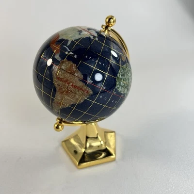 "Globo de escritorio vintage piedra preciosa lapislázuli azul 5 1/2"" de alto" Foto 1 de 4