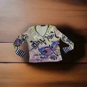 Camiseta Leyte Joop Top Estampado Abstracto Manga Larga Talla 40 Pequeña De Colección Años 90’s - Imagen 1 de 8