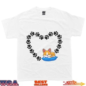 Corgi Funny Pet Paw Heart Corgi Dog Lover T-Shirt - Picture 1 of 8