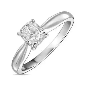 0.64 CT 14K Cushion White Gold Lab Grown Diamond Ring Solitaire Ring - Picture 1 of 3