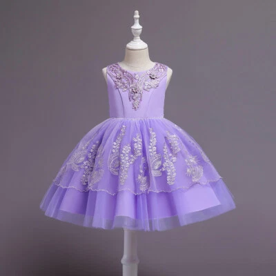 Kids Girls Princess Christmas Princess Dress Wedding Bridesmaid Tulle Prom Gown - Image 1 of 4