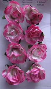 Adhesive Pink Paper Roses Flowers Card Making Scrapbooking Embellishment NEW - Picture 1 of 1