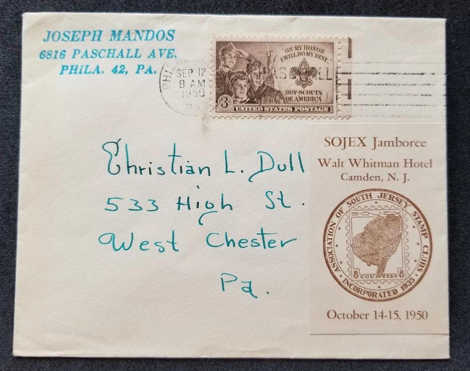 [SJ] USA US 50th Anniv Boy Scout 1960 Scouting Jamboree (FDC) *addressed *c scan - Image 1 of 4
