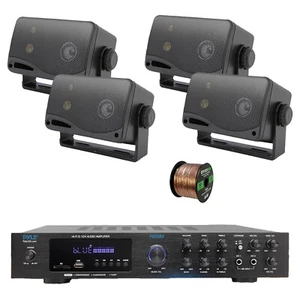 Pyle PDA8BU 5.1 Channel Home Audio Bluetooth Receiver, 4x 3.5" 200W Speaker,Wire - Picture 1 of 8