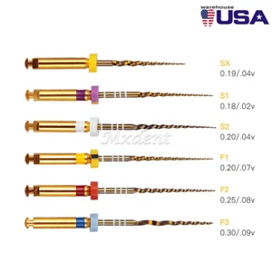 Paquete de 6 limas rotativas dentales Endo X-Pro Gold Taper NITI uso del motor 25 mm SX-F3 - Imagen 1 de 13
